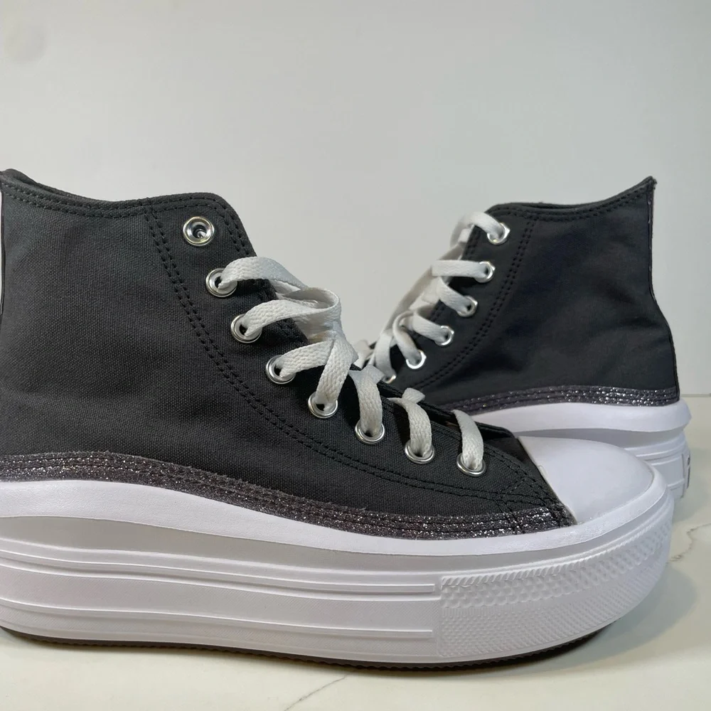 Converse Glitter Patch High-Tops Gray/White Kids Size 6 – Brand‎ New with Box